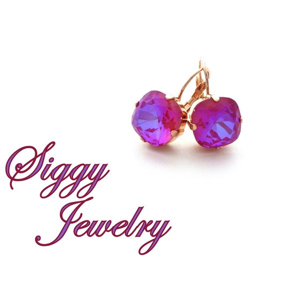 Royal Red DeLite 12mm Cushion Cut Drop Lever-Back Earrings, Assorted Finishes - Picture 4 of 7